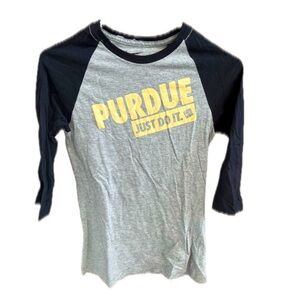 Nike x Purdue Slim Fit Graphic Baseball Tee 3/4 Sleeve Women’s Size Small